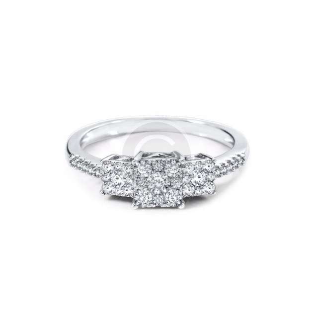 Sterling Silver Triple Zirconia Bridal Ring