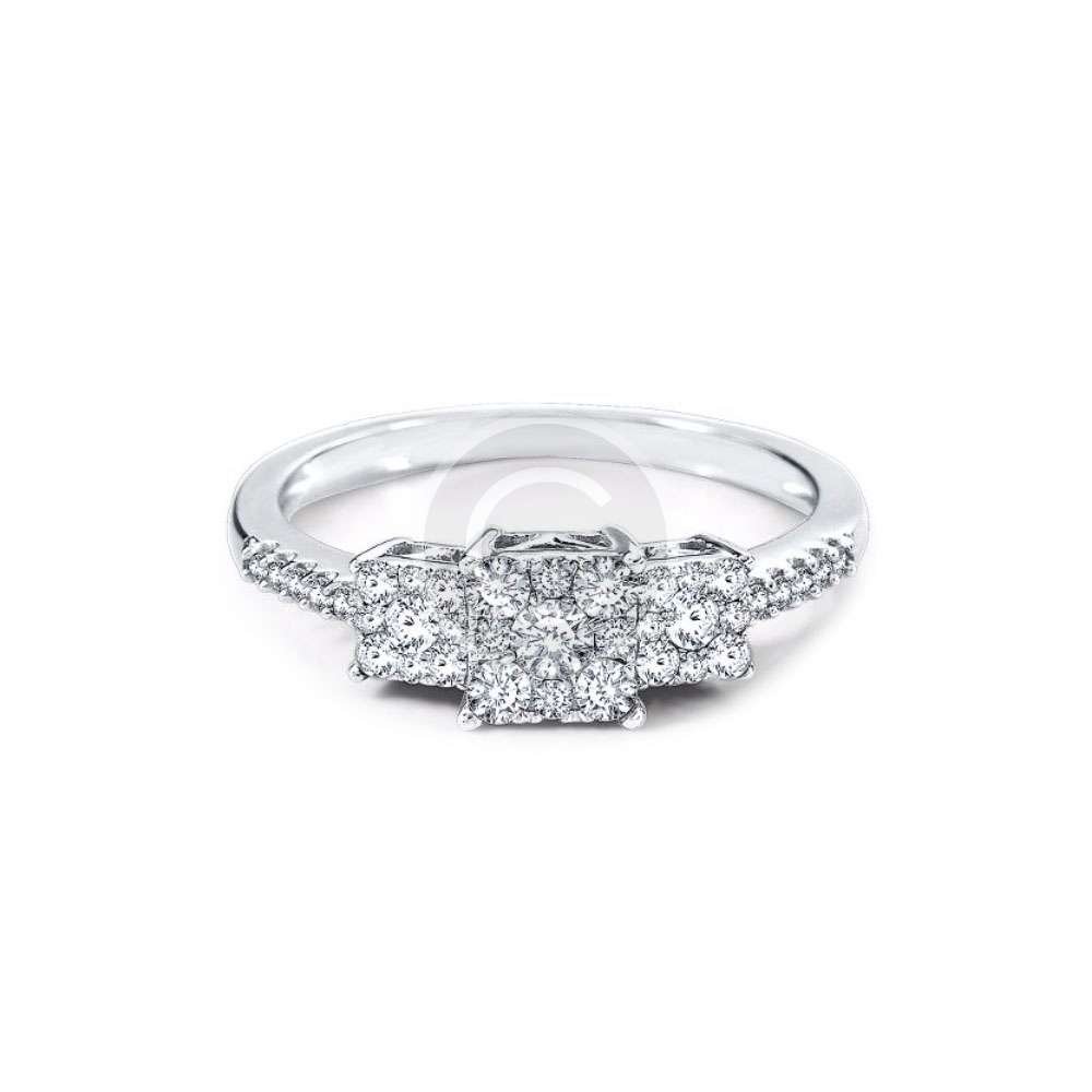 Sterling Silver Triple Zirconia Bridal Ring